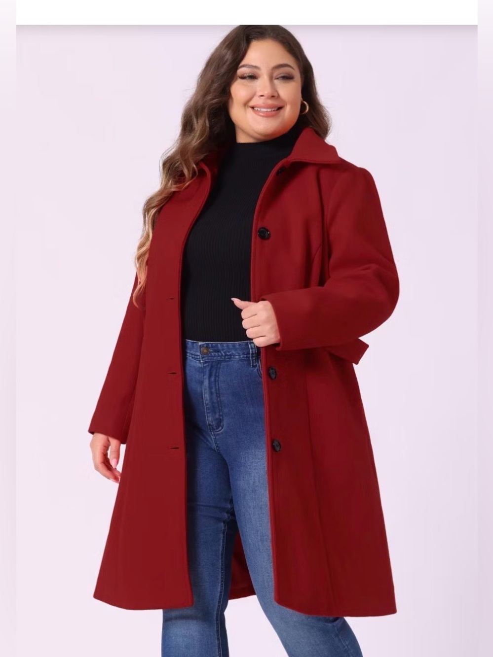 Winter Single Breasted Outfits Utility Belted Fashion Overcoat Size 2x